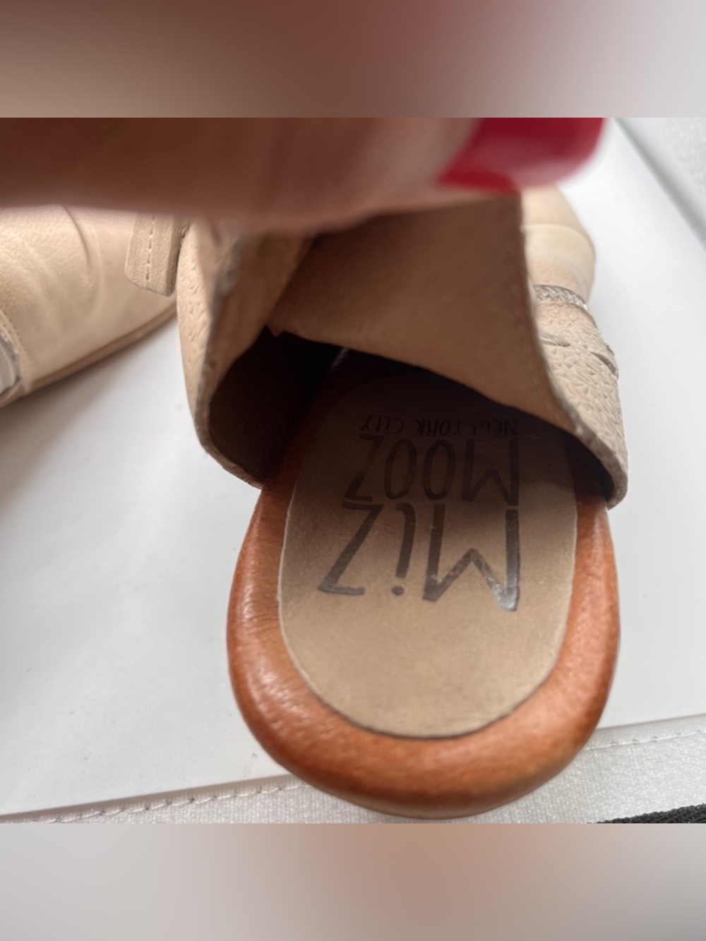MIZ MOOZ Carla Peep Toe Bootie In Linen Open-Toe Low Heel Sandal size 40 US 9.5 - Picture 9 of 9